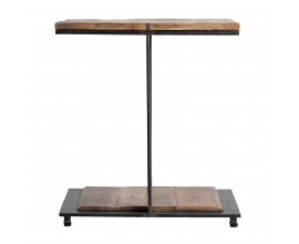Industriální designový příruční stolek Aminta mango z masivu 55 cm