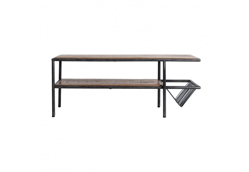 Industri&aacute;ln&iacute; stylov&yacute; konferenčn&iacute; stolek Aminta mango z masivu 120 cm