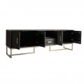 Moderní luxusní TV stolek Catia z masivního dřeva tmavohnědý 200 cm se zásuvkou a čtyřmi dvířky