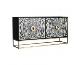 Art-deco jedinečný čtyřdveřový příborník Caderina 160 cm se vzorem vyrobeným z kostí