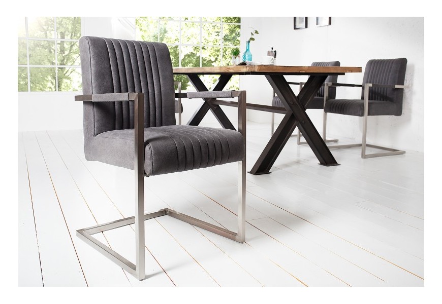 Industriální designová retro židle inspirativní šedá 90cm, stříbrný rám