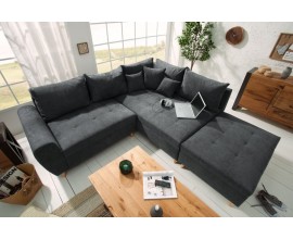 Skandinávská luxusní rohová sedačka s taburetem Tolar 250cm antracit