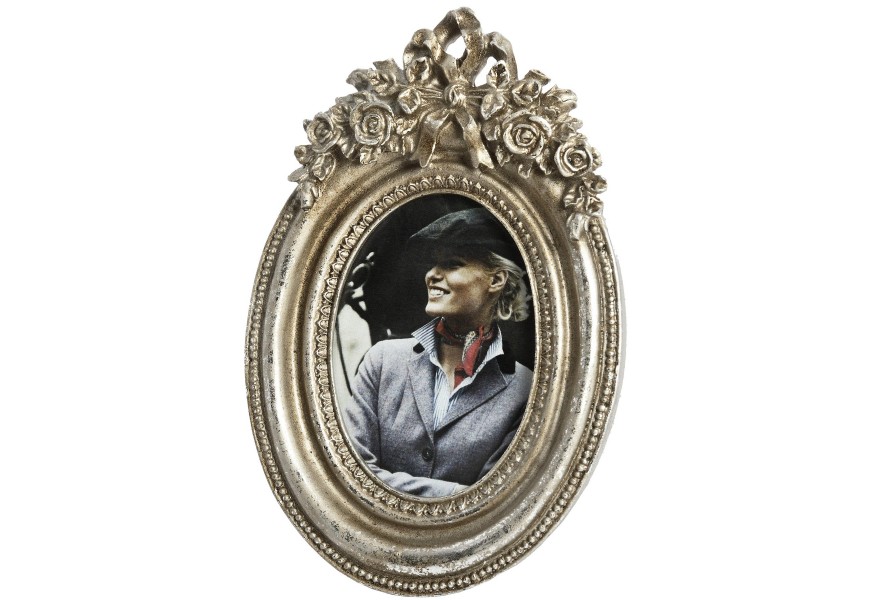 Antický stříbrný oválný zdobený fotorámeček