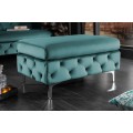 Designov&aacute; taburetka Modern Barock 90cm chesterfield tyrkysov&aacute;