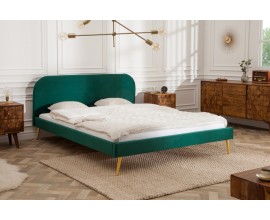 Jedinečná retro postel Ribble v zeleném sametovém potahu 160x200cm