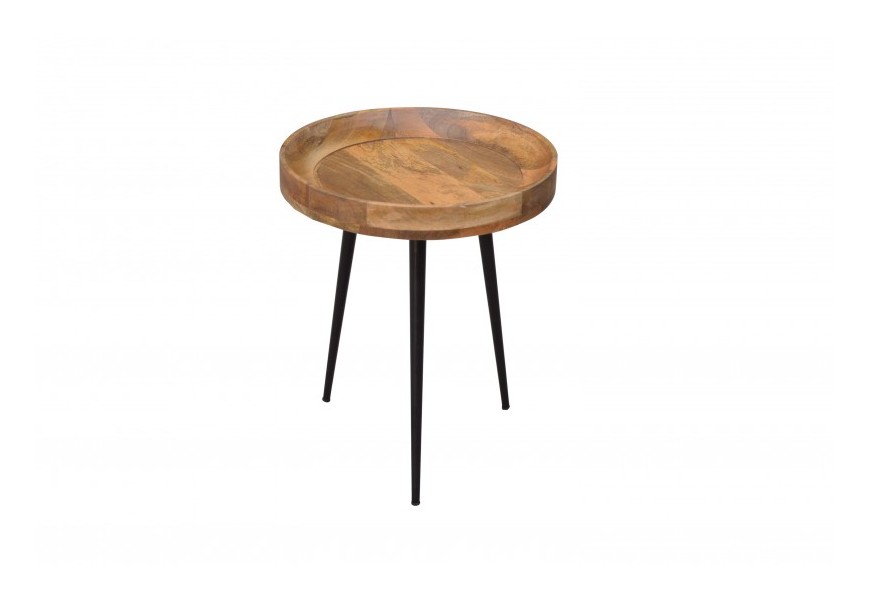 Stylový retro kruhový příruční stolek Tamworth I v hnědé barvě 45cm