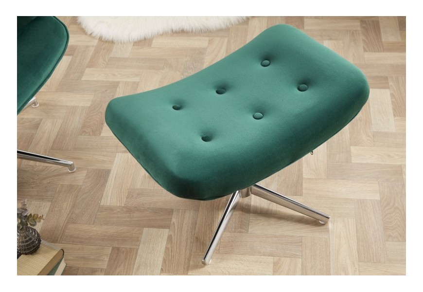 Designový moderní taburet Deventry Emerald ze sametu