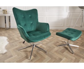 Stylové moderní křeslo Deventry Emerald ze sametu