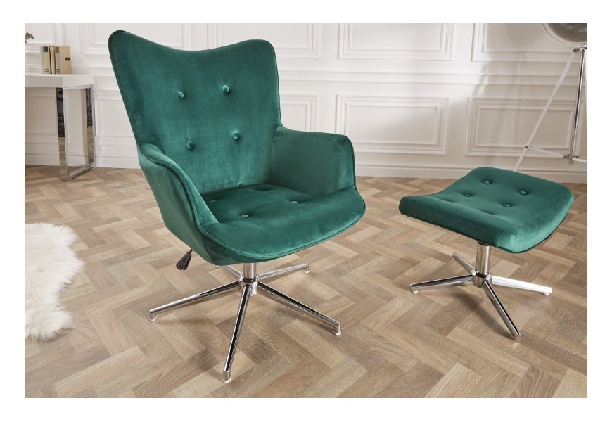 Stylové moderní křeslo Deventry Emerald ze sametu