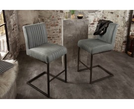 Industriální designová barová židle Corina v antické šedé barvě