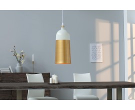 Designová moderní oválná lampa ModernChic I 31 cm bílo-zlatá