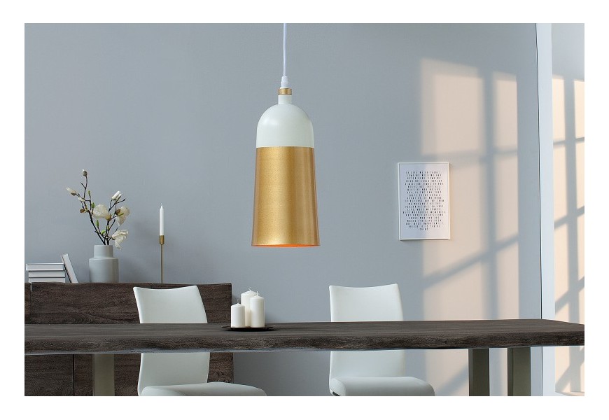 Designová moderní oválná lampa ModernChic I 31 cm bílo-zlatá
