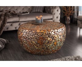 Industriální kulatý konferenční stolek Riverstone z kovu měděné barvy 72 cm