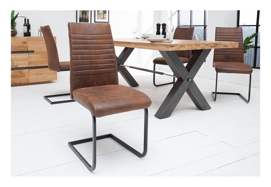 Designová industriální jídelní židle Gristol hnědá