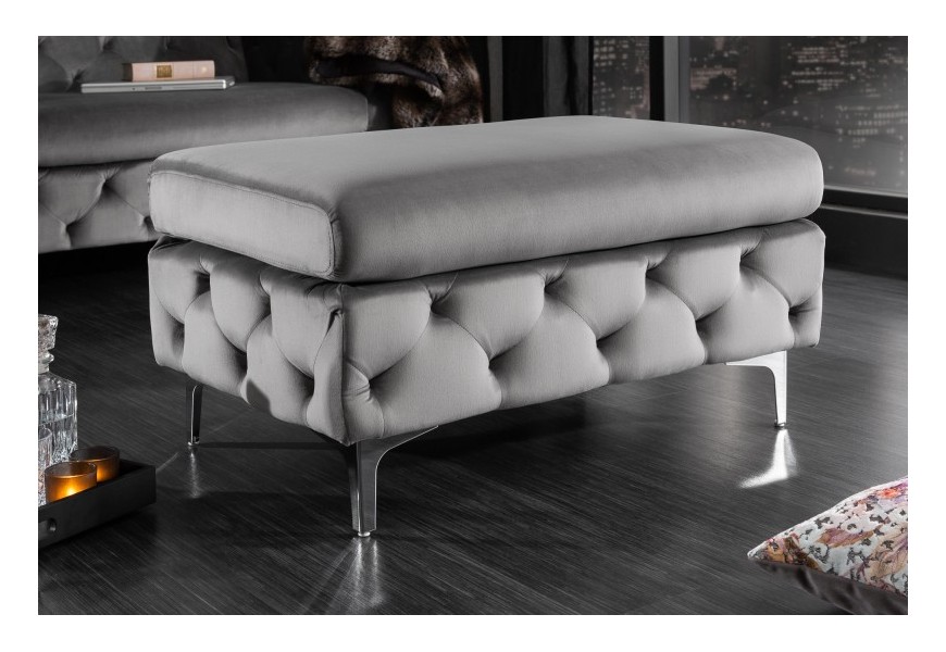 Designov&aacute; taburetka Modern Barock 90cm chesterfield &scaron;ed&aacute;
