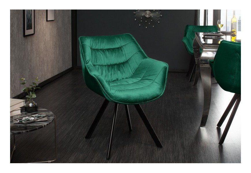 Designová židle Antik smaragdově