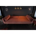 Moderní art-deco rozkládací starorůžová sedačka Domingo 215cm