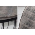 Luxusní industriální kulatý konferenční stolek Storage Industrial 56 cm šedý z masivu