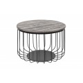 Luxusní industriální kulatý konferenční stolek Storage Industrial 56 cm šedý z masivu