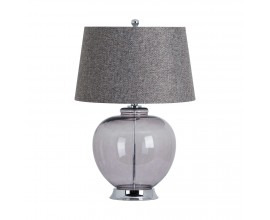 The Versailles Smoked Glass Table Lamp with Chrome Base