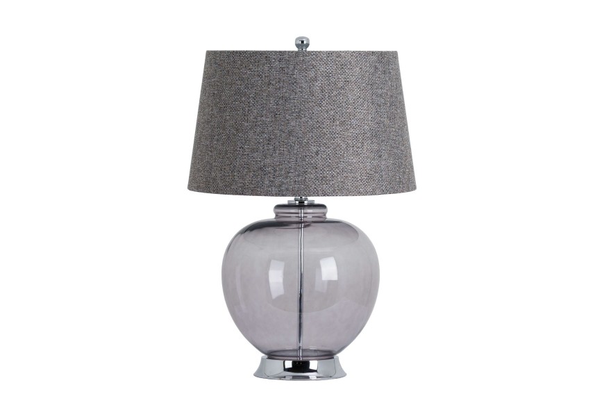 The Versailles Smoked Glass Table Lamp with Chrome Base