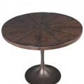Industriální kruhový jídelní stůl Buffalo s kovovou podstavou a deskou z ekokůže 100cm