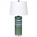 Skleněná Art-deco zelená stolní lampa Minty s bílým stínítkem 69cm