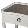 Provensálsku hranatý bílý noční stolek Celene I s ratanovým povrchem a úložným prostorem 55cm