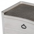 Provensálsku noční stolek Celene II ze dřeva v bílých odstínech as třemi zásuvkami 55 cm