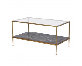 Art-deco zlatý konferenční stolek Gold Leaf 100cm z kovu a skla