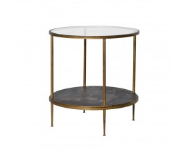Designový kulatý příruční stolek Gold Leaf 60cm