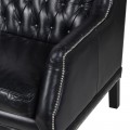 Luxusní sedačka z pravé kůže Black Chesterfield 215cm v černé barvě