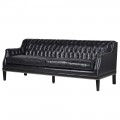 Luxusní sedačka z pravé kůže Black Chesterfield 215cm v černé barvě