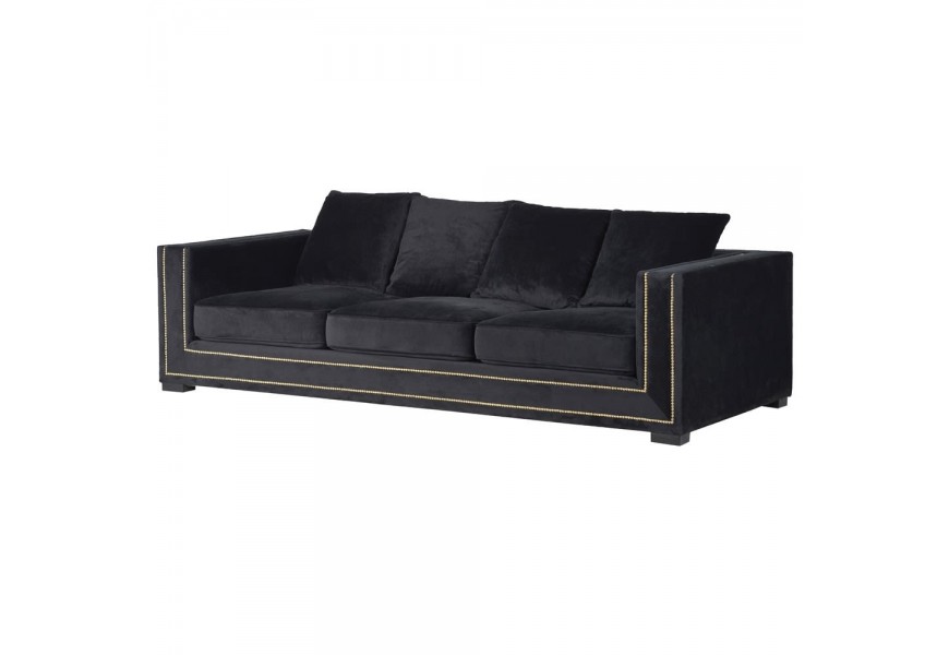 Luxusní sametová trojpohovka Black Velvet 250cm