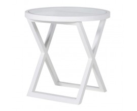 Luxusní kulatý příruční stolek z masivu Wielton Blanc 61cm bílý