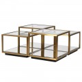 Luxusní modulární sestava hranatých příručních stolků Cuadrato v kombinaci skla a zlaté oceli 50cm