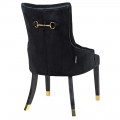 Luxusní jídelní židle Cheer v černé sametové barvě a zlatými prvky 102cm