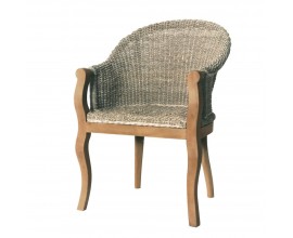 Venkovská jídelní židle Casta s vyplétaným sedákem a dřevěnými nohami z mahagonu 89cm