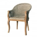 Venkovská jídelní židle Casta s vyplétaným sedákem a dřevěnými nohami z mahagonu 89cm