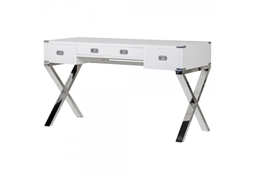 Luxusní bílý psací stolek Wielton Blanc 140cm se zásuvkami