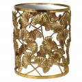 Art-deco příruční kruhový stolek Ginea s motivem zlatých listů jinanu 40cm