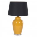 Designová stolní lampa Amarillo se žlutým keramickým podstavcem a černým stínítkem 65cm