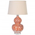 Orientální porcelánová lampa Aman s oranžovým vzorem a béžovým stínítkem 77cm