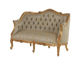 Luxusní antická sedačka zámeckého stylu Roi Gilt 135cm vintage zelená zlatá
