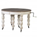 Luxusní rozložitelný kulatý jídelní stůl Oleandro 125cm ve vintage stylu ze dřeva
