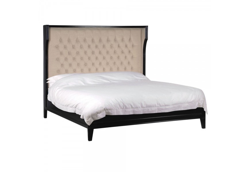 Luxusní zámecká manželská postel Mirabela v černo-béžovém provedení