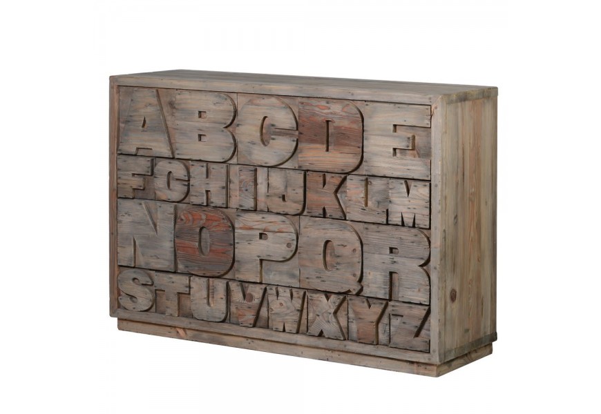 Stylová dřevěná komoda Downey s abecedou 137cm