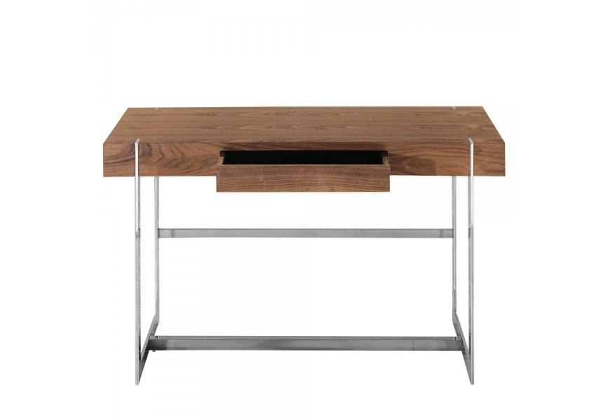 Moderní dřevěný konzolový stolek Horton II s úložným prostorem a chromovými nohami 120cm