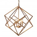 Luxusní Art-deco zlatý závěsný lustr Trifle s kovovým stínítkem v geometrickém tvaru 68cm