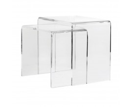 Moderní set minimalistických průhledných příručních stolků Concord 50cm